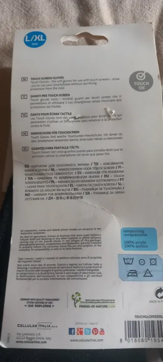 Guanti Touchscreen Cellularline L/XL Neri