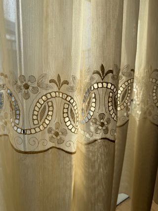 2 Tende Ricamate Beige 2,60m x 1m