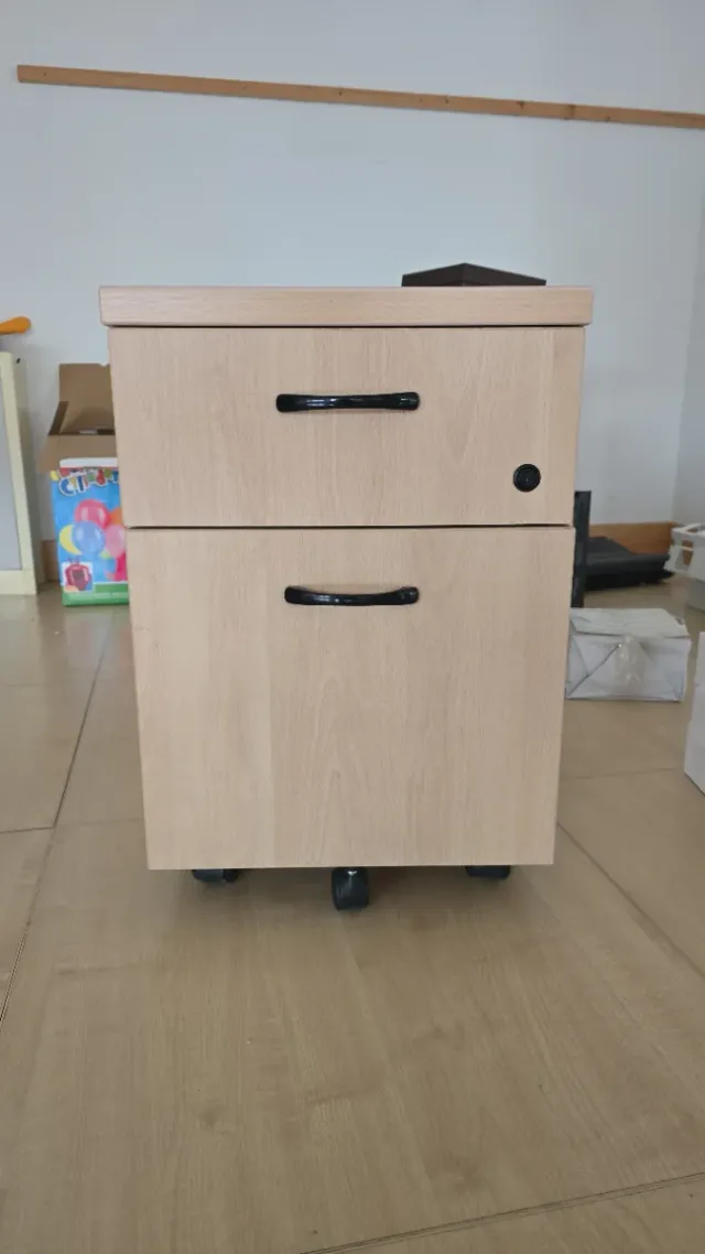 Cajonera de madera con ruedas, 2 cajones