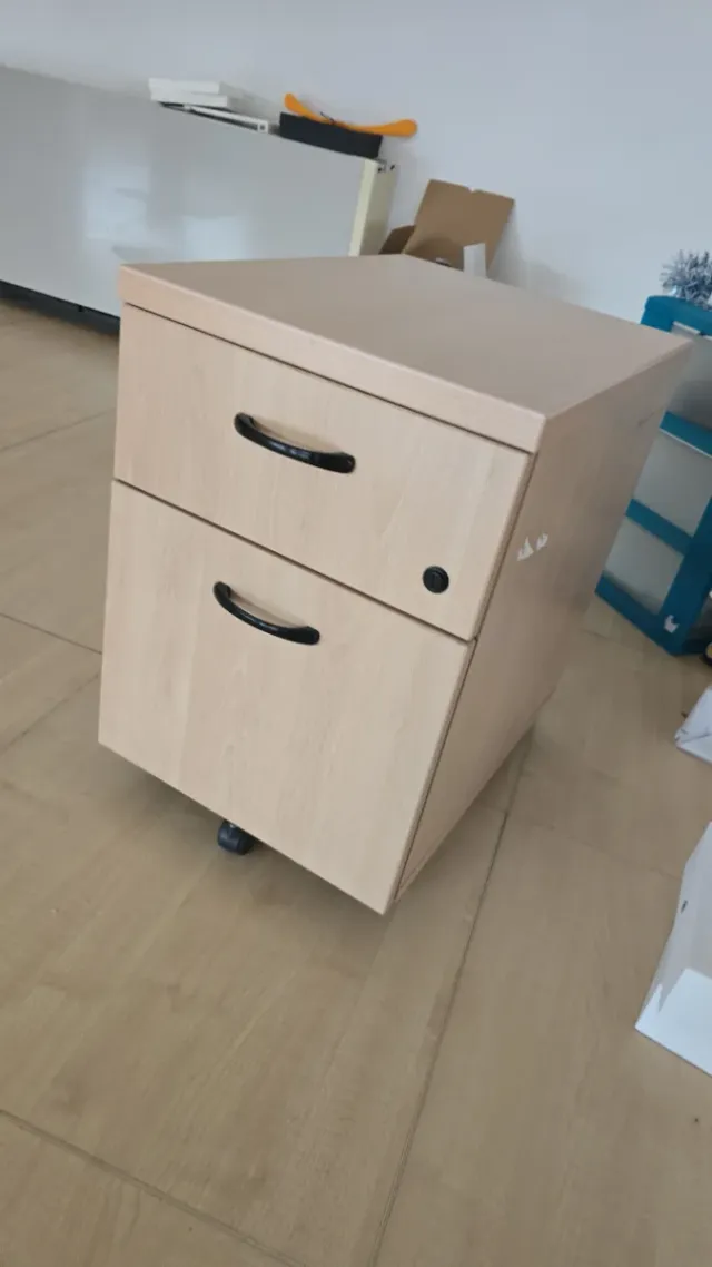 Cajonera de madera con ruedas, 2 cajones