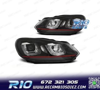FAROS VOLKSWAGEN VW GOLF 6 08-13 LUZ DIURNA FONDO NEGRO ROJO