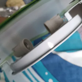 2 Lámparas plafón cristal verde y blanco