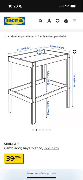 Cambiador Sniglar IKEA con funda