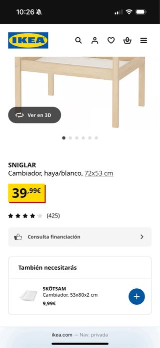 Cambiador Sniglar IKEA con funda