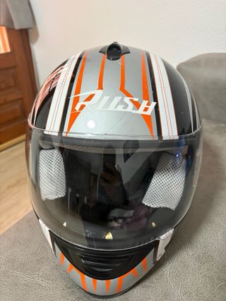 Casco Moto Talla M Negro/Gris/Naranja