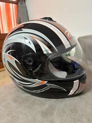 Casco Moto Talla M Negro/Gris/Naranja