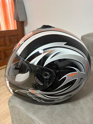 Casco Moto Talla M Negro/Gris/Naranja