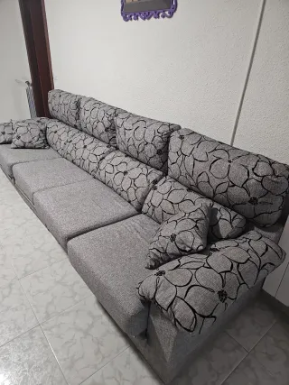 Sofá modular tela gris y negro