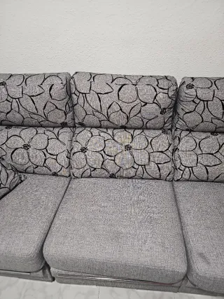 Sofá modular tela gris y negro