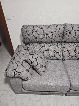 Sofá modular tela gris y negro