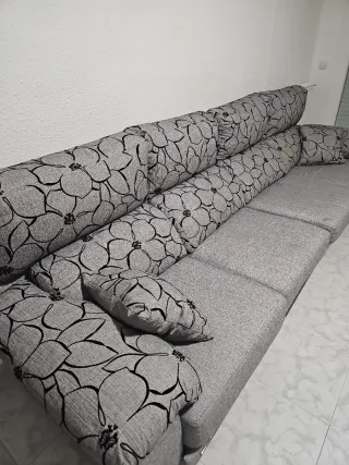 Sofá modular tela gris y negro