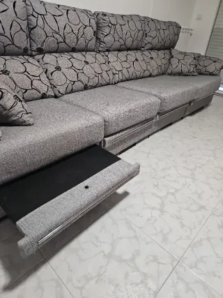 Sofá modular tela gris y negro