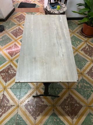 Mesa antigua hierro y mármol