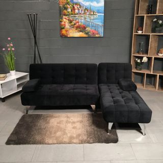 Sofá chaie longue negro en oferta