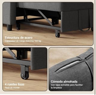 Sillón Cama Gris Tela *NUEVO*
