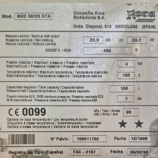 Caldera de gasoil Roca NGO 50 con depósito de 100l