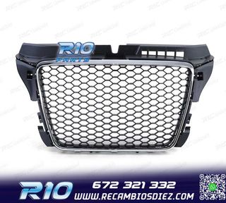 PARRILLA AUDI A3 8P 08-12 LOOK RS3 NEGRO CROMO