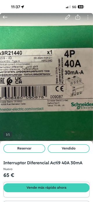 Interruptor Diferencial Acti9 40A 30mA