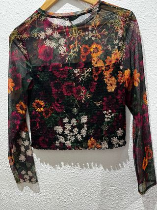 Blusa Malla Estampado Floral Talla Única