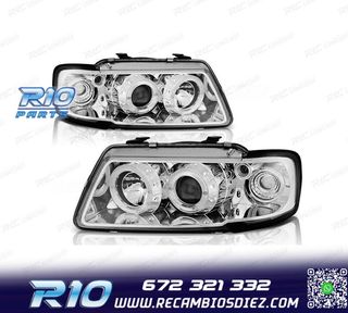 FAROS AUDI A3 8L 96-00 OJOS ANGEL FONDO CROMO