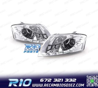 FAROS AUDI TT 98-05 LUZ DIURNA LED FONDO CROMO