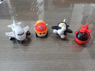 Set 4 Macchinine Retrocarica Aereo Auto Elicottero