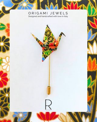 Spilla Origami Gru / Crane fatta a mano