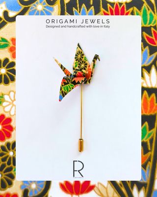 Spilla Origami Gru / Crane fatta a mano