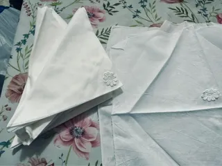 Set 11 Tovaglioli Cotone Bianco Fiore Vintage '90