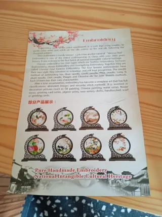 Decoración Oriental Panda y Flores bordado