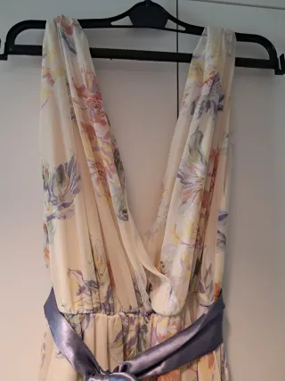 Vestido largo floral con lazo