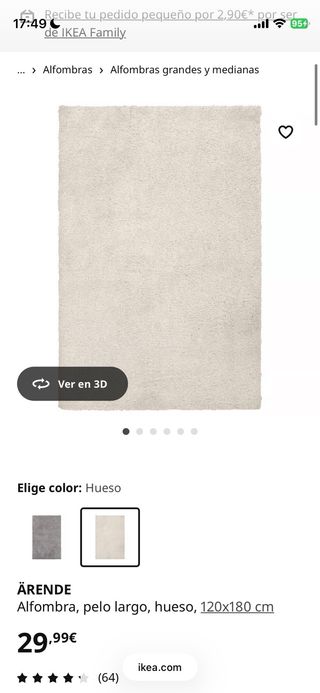 Alfombra Ikea pelo largo beige/blanco