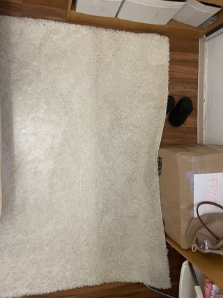 Alfombra Ikea pelo largo beige/blanco