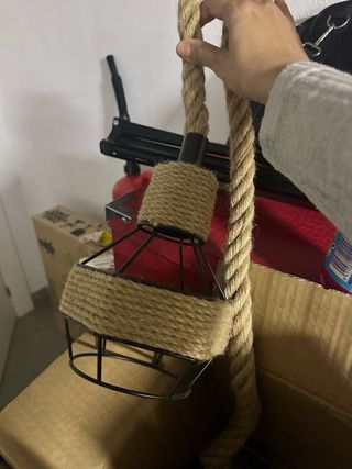 Lámpara Araña Rústica Metal y Cuerda