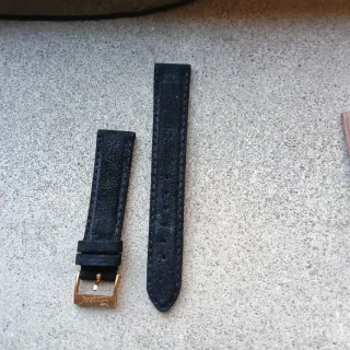 Cinturino vintage vera pelle nero fibbia oro