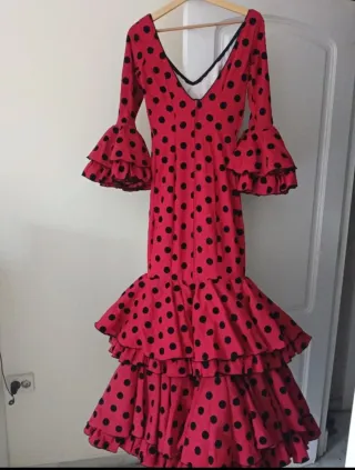 Vestido Flamenco Rojo Lunares Negros