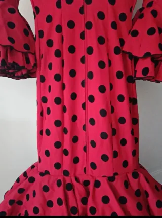 Vestido Flamenco Rojo Lunares Negros