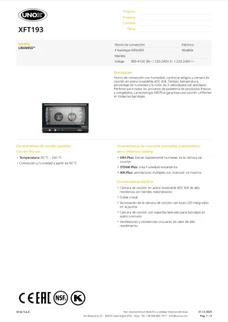 Horno Profesional UNOX Eléctrico