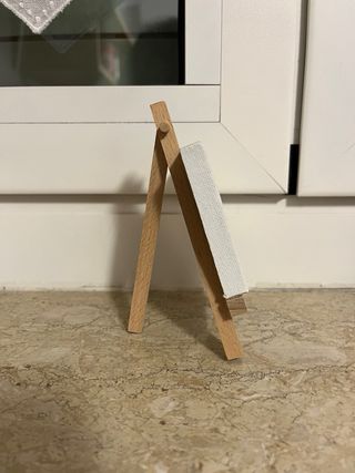 Mini tela bianca con cavalletto in legno