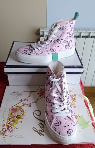 Zapatillas altas plataforma rosa paisley talla 39