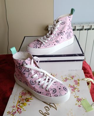 Zapatillas altas plataforma rosa paisley talla 39