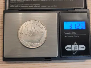 Onza Plata Ley .500 10 $ Singapur 1965-75 31.25 gr