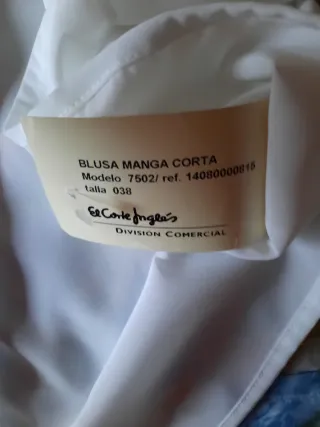 Blusa blanca manga corta mujer