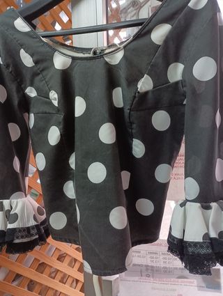 Traje Flamenca Lunares Negro y Blanco