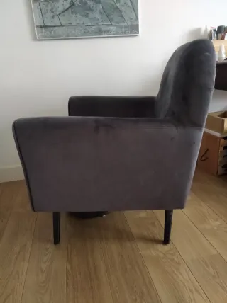 Butaca individual azul y ante