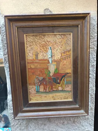 Dipinto su tavola con cornice antica