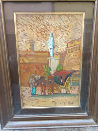 Dipinto su tavola con cornice antica