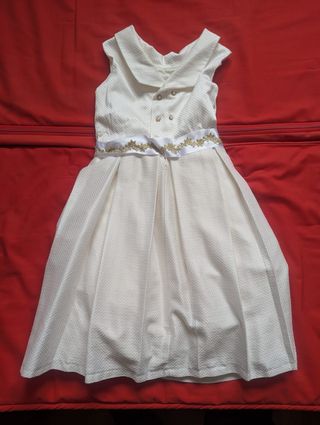 Vestido de Comunión Blanco y Dorado.