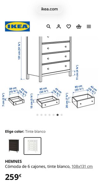 Cómoda Hemnes 6 cajones Ikea