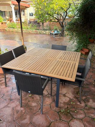 Mesa de exterior extensible 6/8 pax y 6 sillas